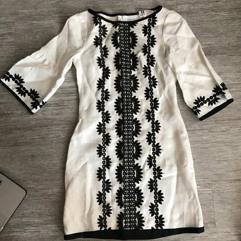 Nanette Lepore Embroidered Linen Shift Dress Sz 0